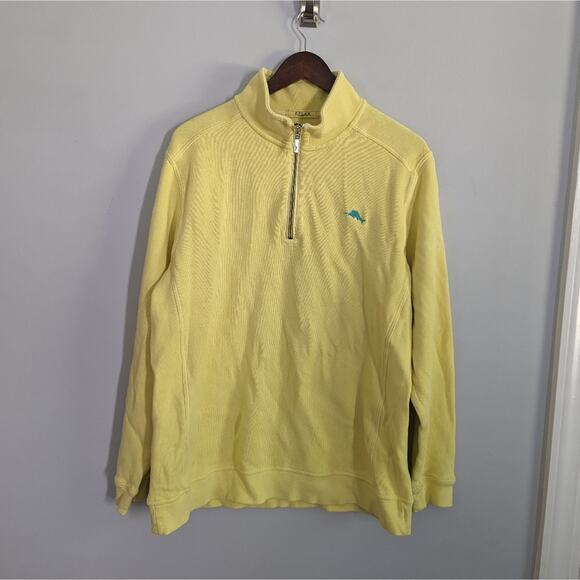 Men's Tommy Bahaham Yellow Half-Zip Sweater XL Pullover Preppy - Picture 1 of 4